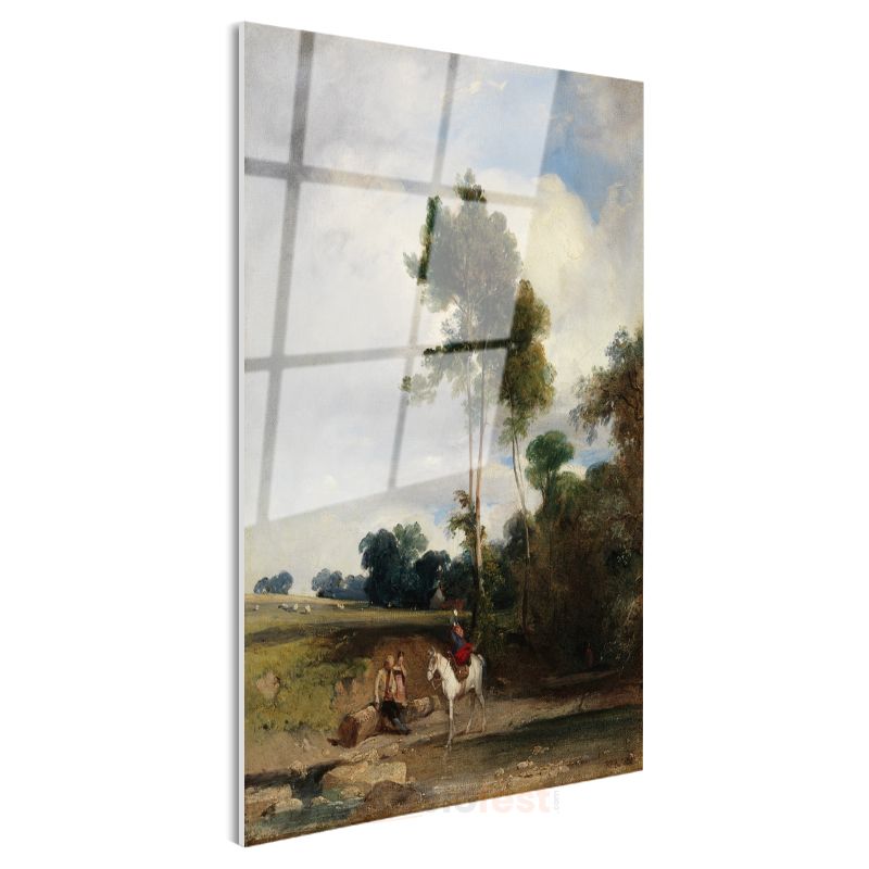 John Constable - Kırsal Manzara ve Atlı Cam Tablo