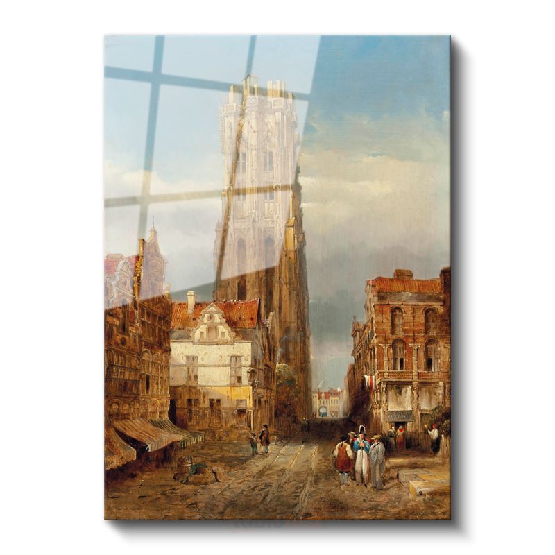 Bernardo Bellotto - Gotik Katedral Şehir Manzarası Cam Tablo