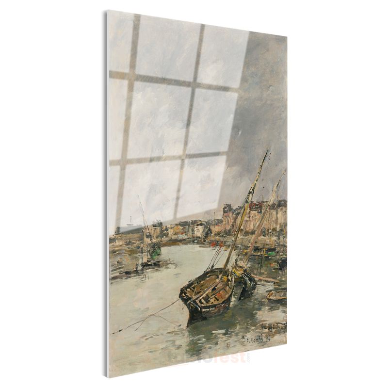 Eugène Boudin - Liman ve Tekneler Cam Tablo