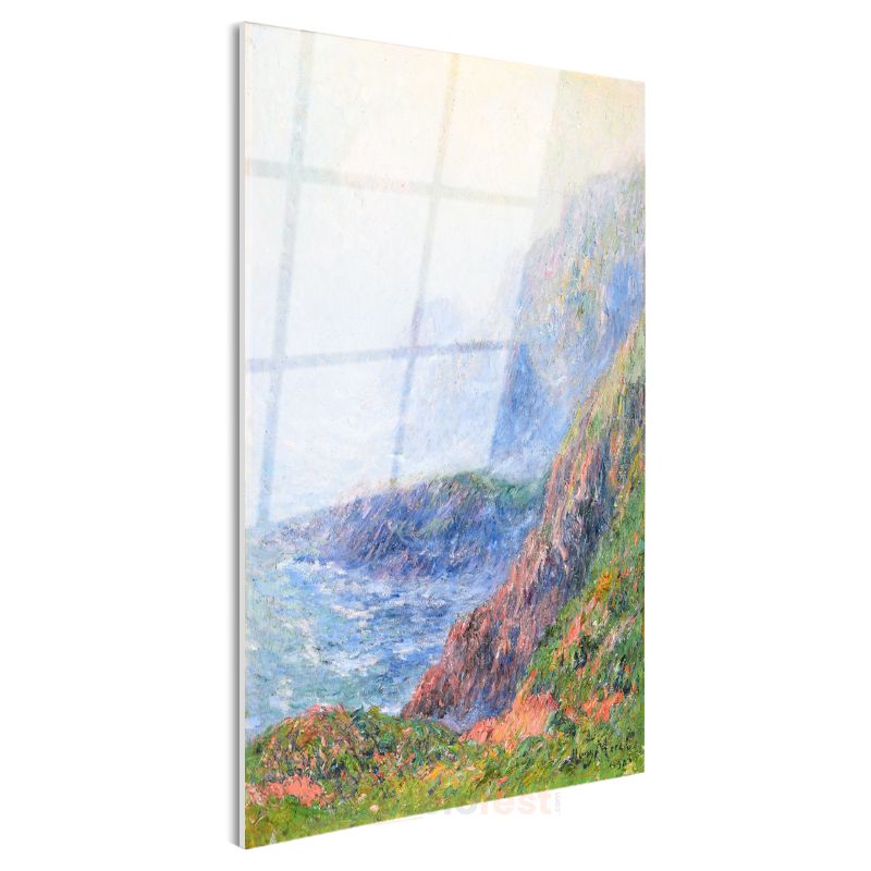 Claude Monet - Sisli Kıyı Manzarası Cam Tablo