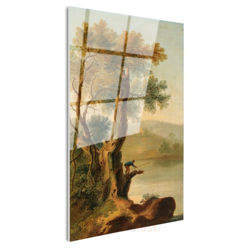 Joseph Mallord William Turner - Göl Kenarında Balıkçı Cam Tablo