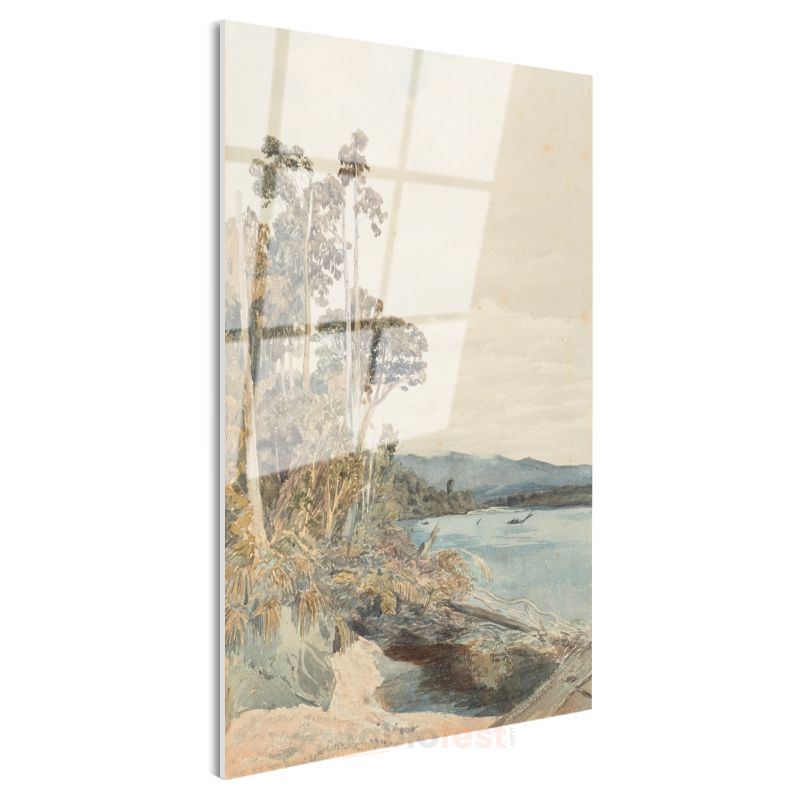 J.M.W. Turner - Nehir Kenarı Manzarası Cam Tablo