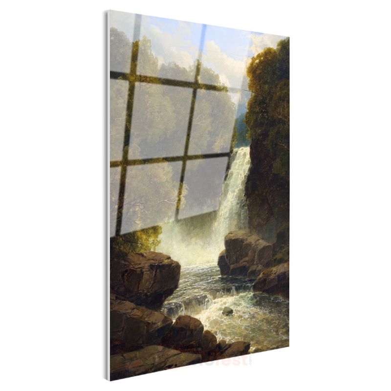 Albert Bierstadt - Şelale Manzarası Cam Tablo