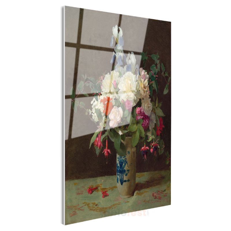Henri Fantin-Latour - Çiçek Buketi Cam Tablo