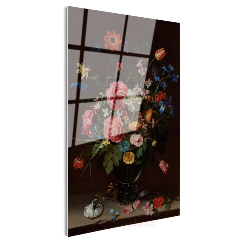 Jan Davidsz de Heem - Çiçek Buketi Cam Tablo