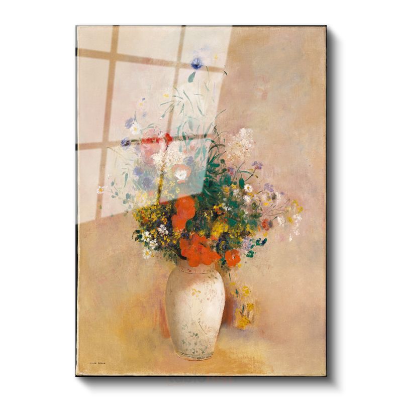 Odilon Redon - Vazoda Çiçekler Cam Tablo