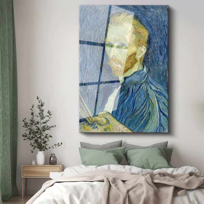 Vincent van Gogh - Mavi Otoportre Cam Tablo
