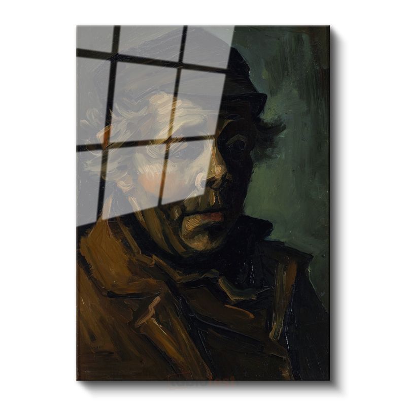 Vincent van Gogh - Şapkalı Otoportre Cam Tablo