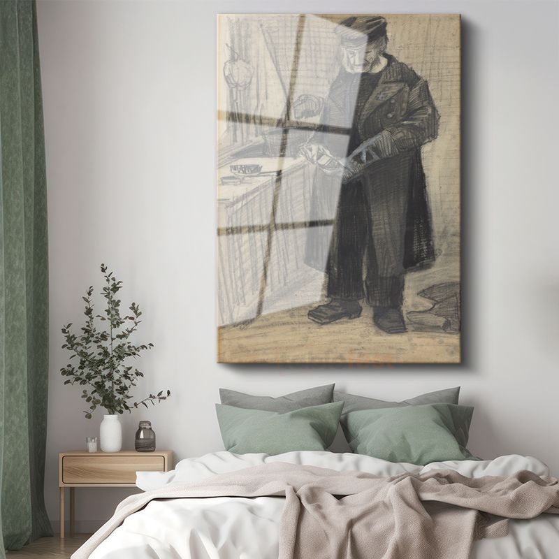 Vincent van Gogh - Mutfaktaki Adam Eskizi Cam Tablo