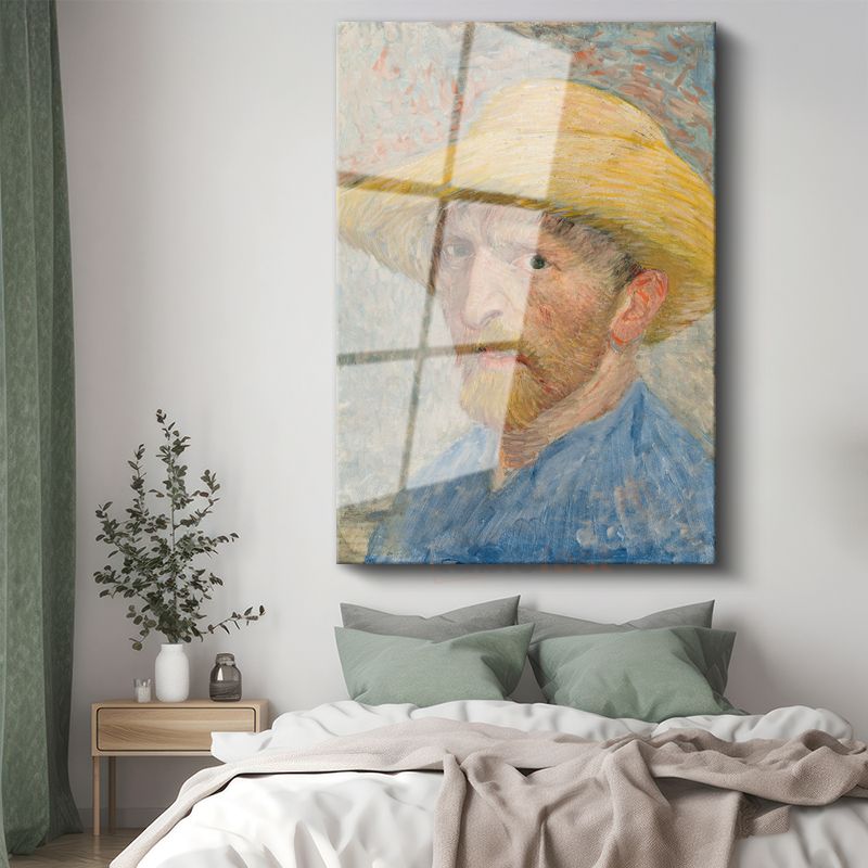 Vincent van Gogh - Hasır Şapkalı Otoportre Cam Tablo