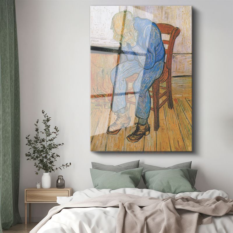 Vincent van Gogh - Eşikte Oturan Yaşlı Adam Cam Tablo