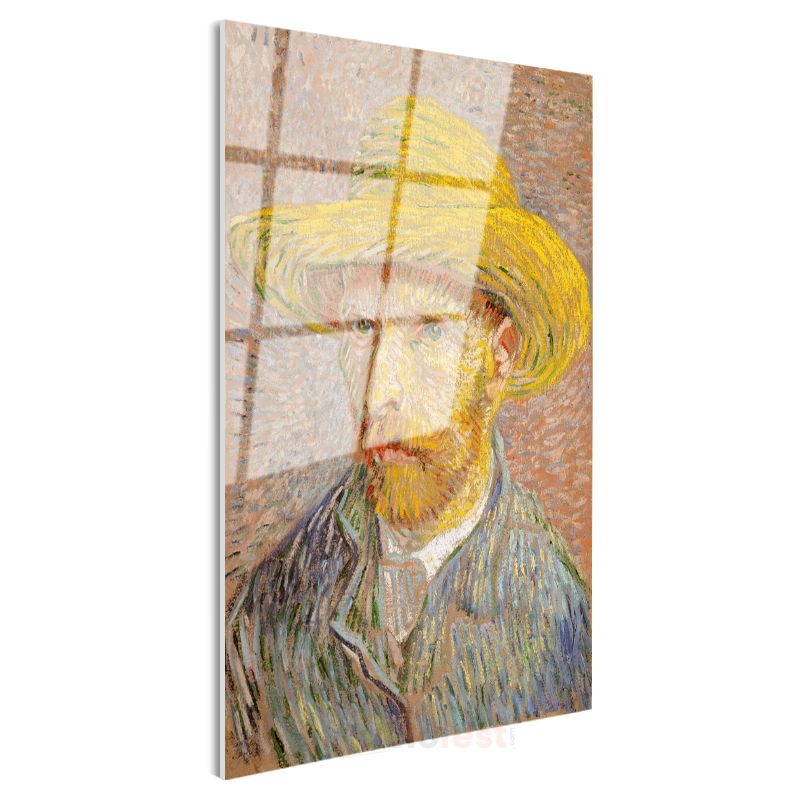 Vincent van Gogh - Sarı Hasır Şapkalı Otoportre Cam Tablo