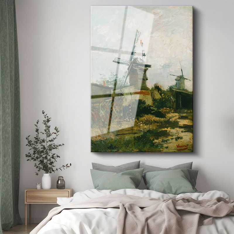 Vincent van Gogh - Montmartre'deki Yel Değirmenleri Cam Tablo