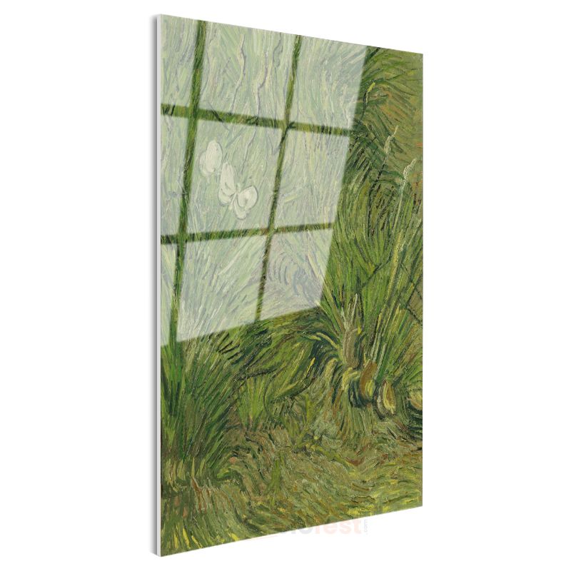Vincent van Gogh - Kelebekli Çimen Cam Tablo