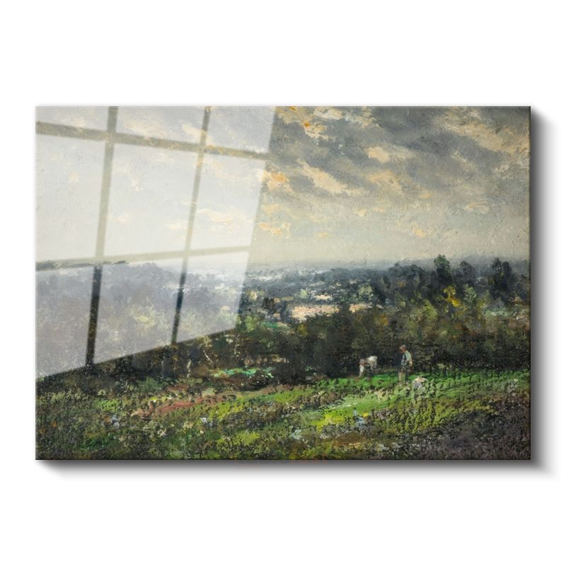 Camille Pissarro - Kırsal Bahçe Manzarası Cam Tablo