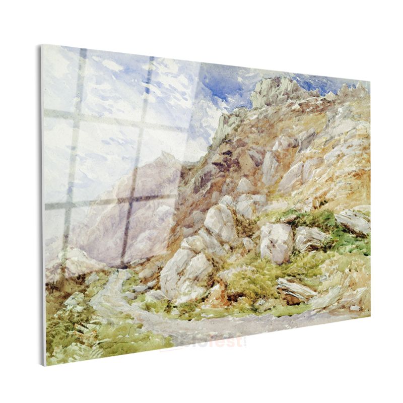 John Ruskin - Dağ Manzarası Cam Tablo