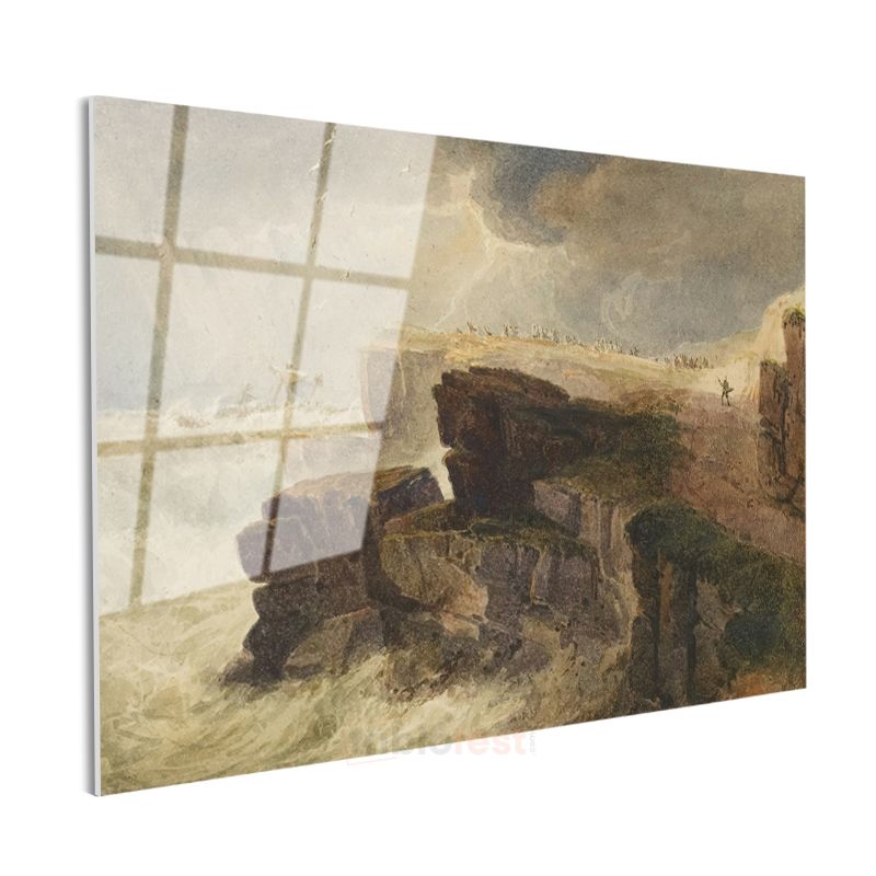 J.M.W. Turner - Fırtınalı Denizde Kayalıklar Cam Tablo
