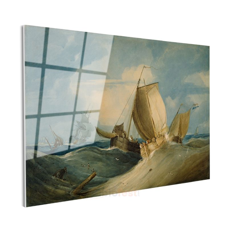 J.M.W. Turner - Fırtınalı Denizde Yelkenliler Cam Tablo