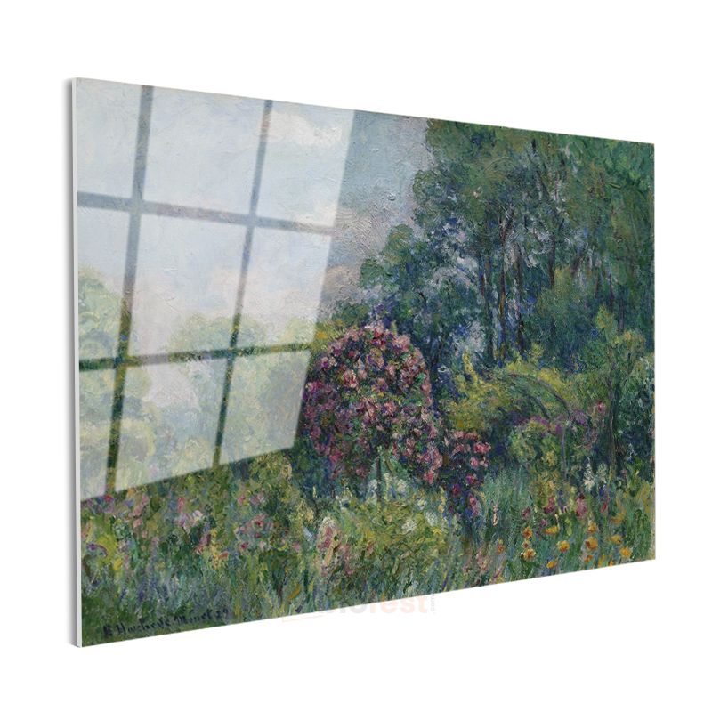 Claude Monet - Bahçe Çiçekleri Cam Tablo