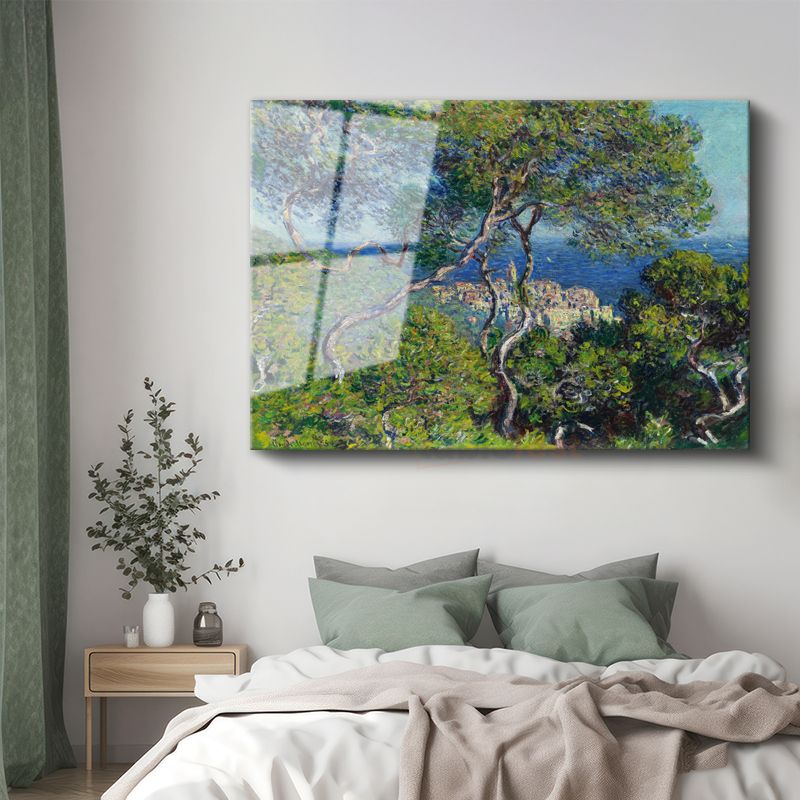 Claude Monet - Akdeniz Kıyısı Cam Tablo