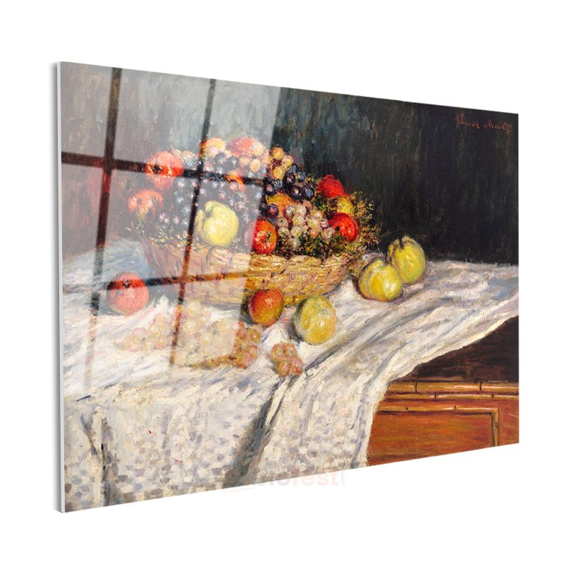 Claude Monet - Meyve Sepeti Natürmort Cam Tablo