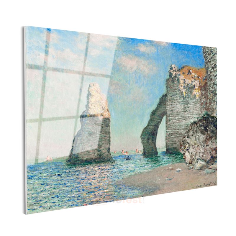 Claude Monet - Étretat Kayalıkları Cam Tablo
