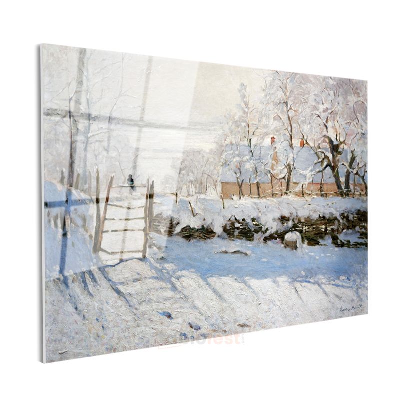 Claude Monet - Saksağan Cam Tablo