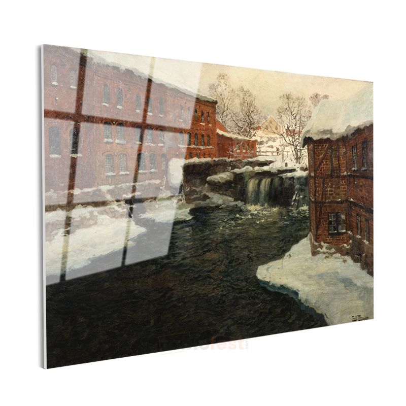 Frits Thaulow - Kış Manzarası Cam Tablo