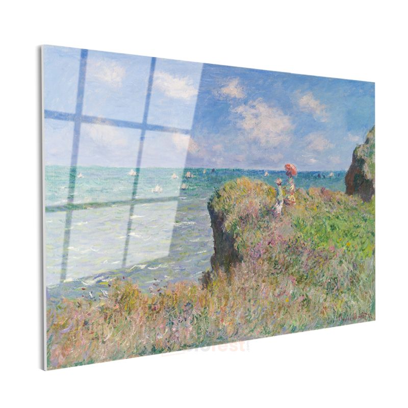 Claude Monet - Pourville Yakınlarında Uçurum Cam Tablo