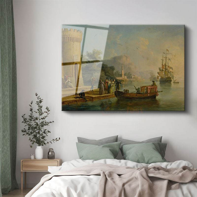 Claude Lorrain - Liman Manzarası Cam Tablo