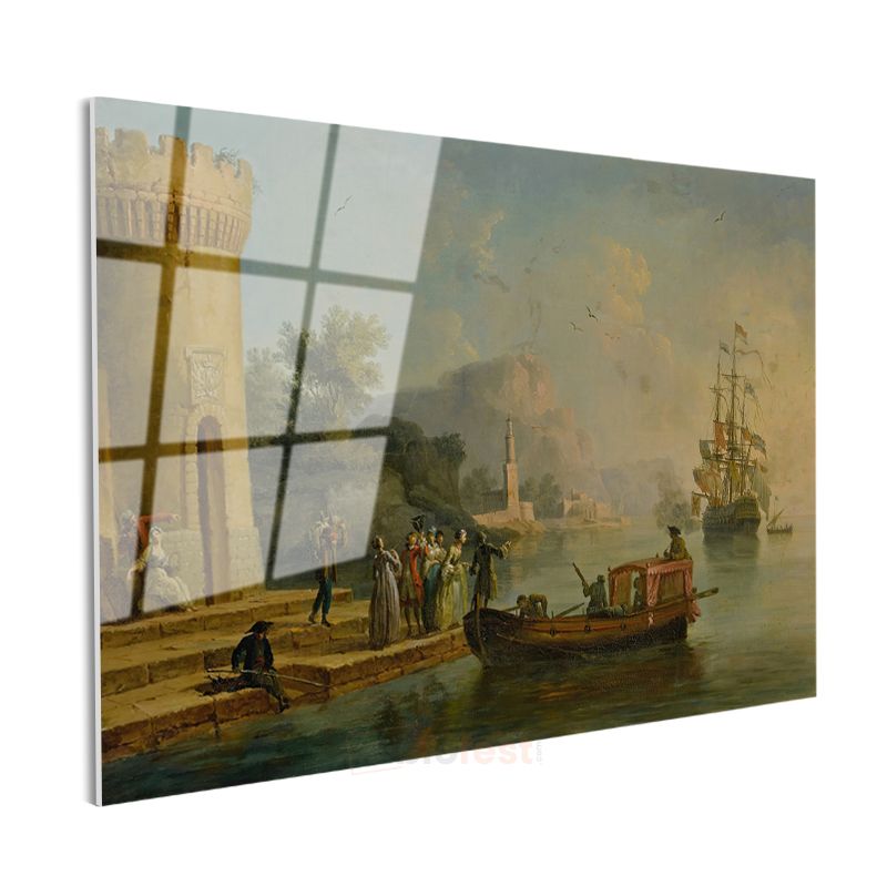 Claude Lorrain - Liman Manzarası Cam Tablo