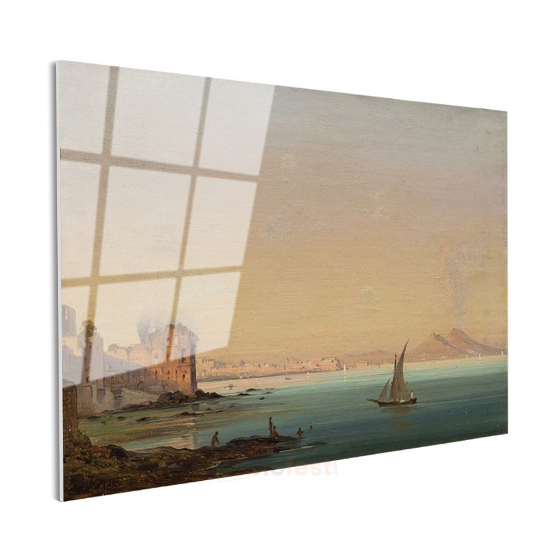 Claude Lorrain - Napoli Körfezi ve Vezüv Manzarası Cam Tablo