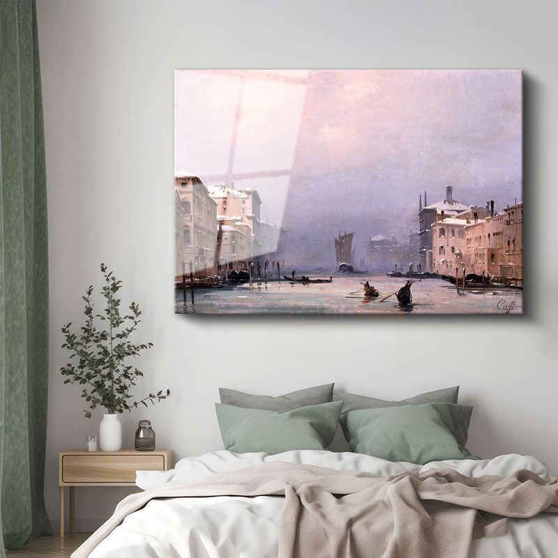 Francesco Guardi - Venedik Grand Canal Kış Manzarası Cam Tablo