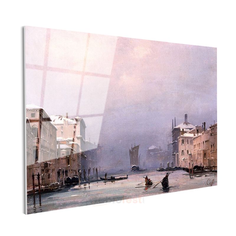 Francesco Guardi - Venedik Grand Canal Kış Manzarası Cam Tablo
