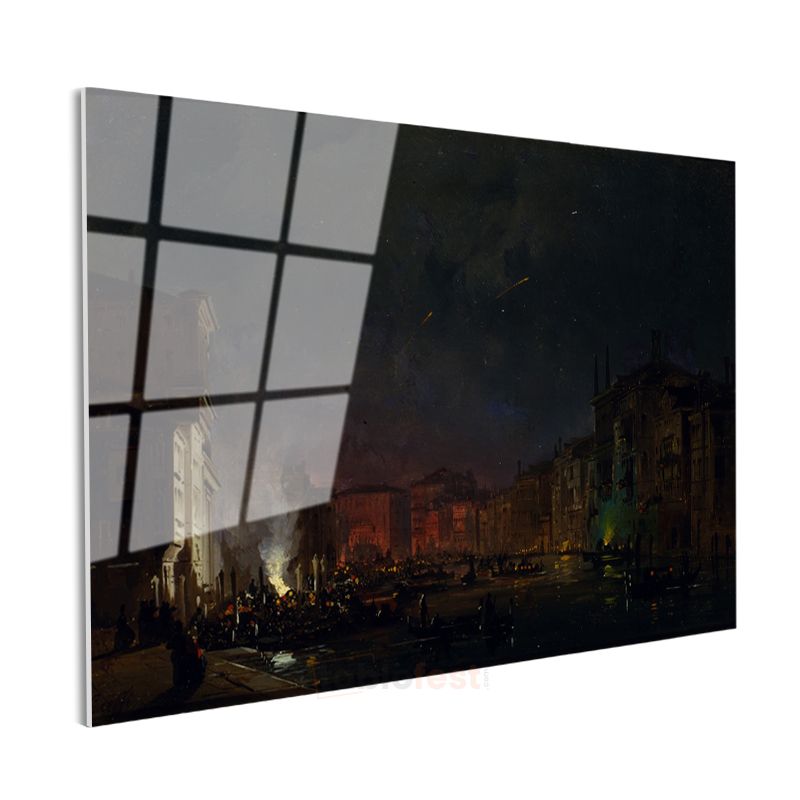 J.M.W. Turner - Venedik Gece Manzarası Cam Tablo