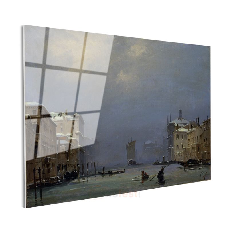 Francesco Guardi - Kış Mevsiminde Venedik Kanalı Cam Tablo