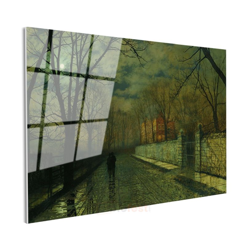 John Atkinson Grimshaw - Ay Işığında Yol Cam Tablo
