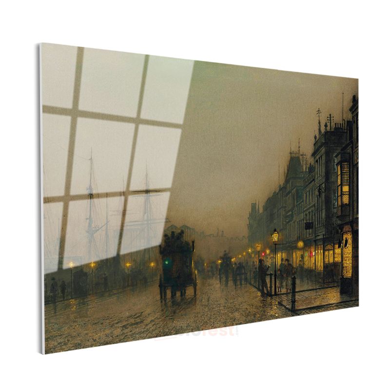 John Atkinson Grimshaw - Limanda Akşam Cam Tablo