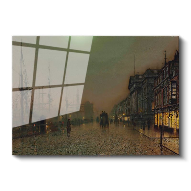 John Atkinson Grimshaw - Rıhtımda Gece Cam Tablo