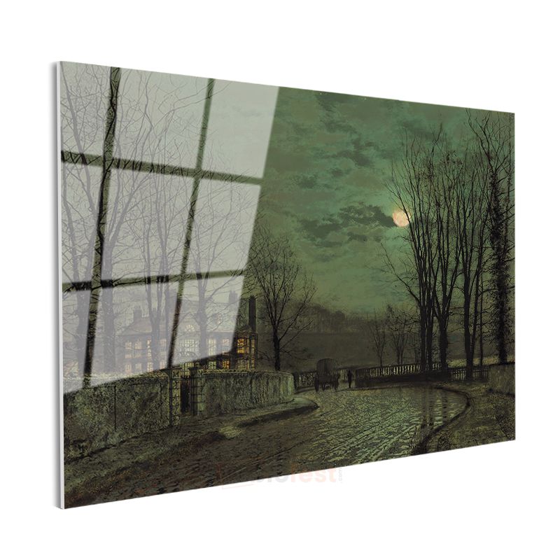 John Atkinson Grimshaw - Ay Işığında Malikane Cam Tablo