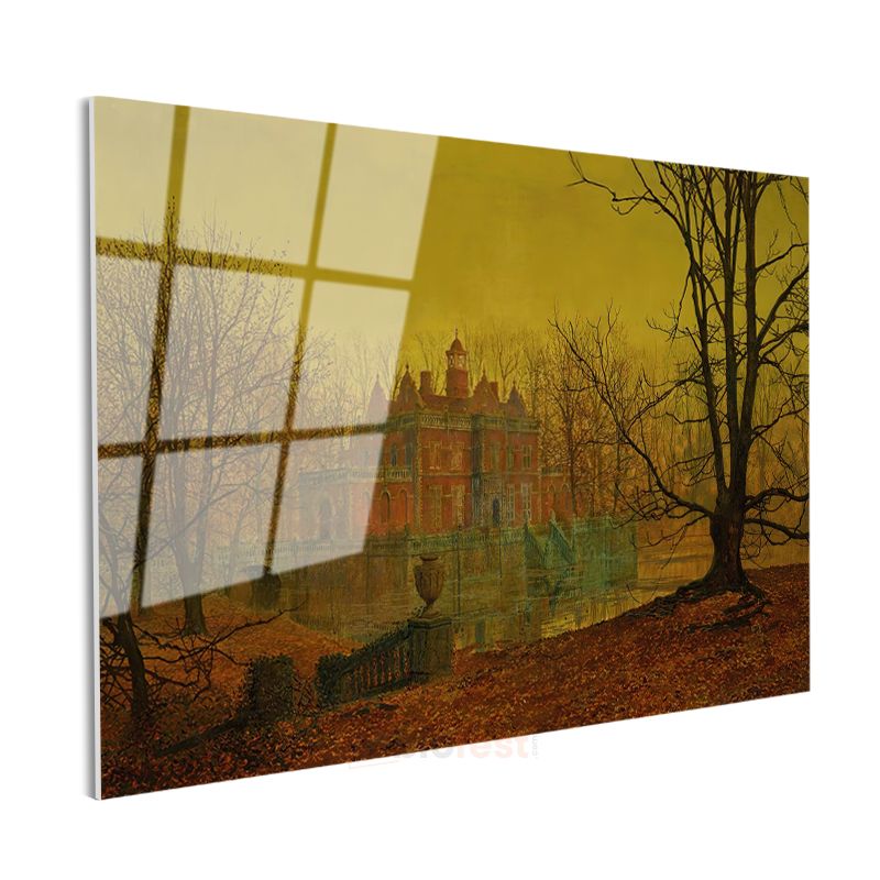John Atkinson Grimshaw - Sonbahar Akşamında Malikane Cam Tablo