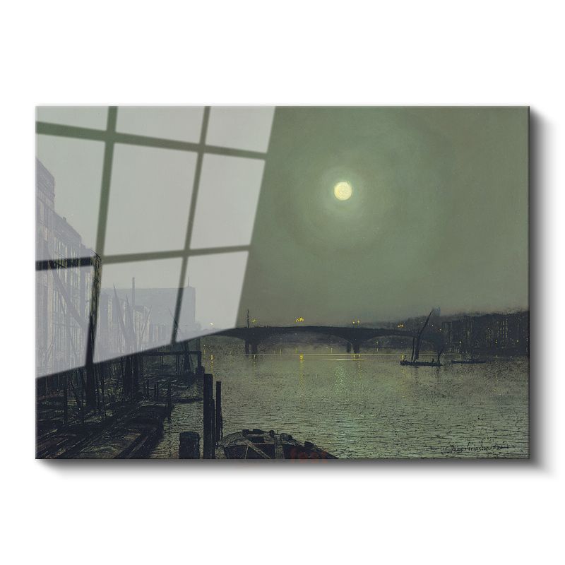 John Atkinson Grimshaw - Ay Işığında Nehir Manzarası Cam Tablo