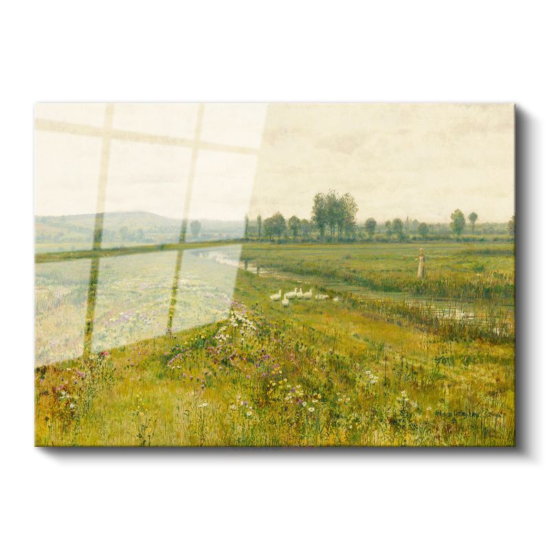 Charles-François Daubigny - Çayır Manzarası Cam Tablo