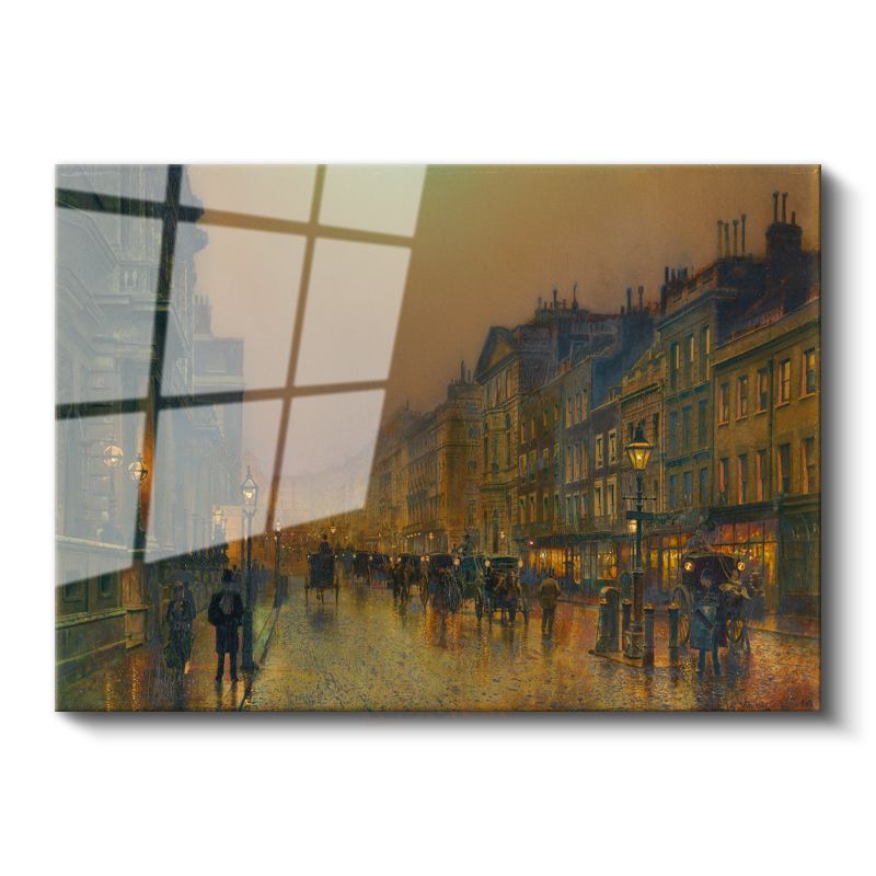 John Atkinson Grimshaw - Akşam Vakti Şehir Sokağı Cam Tablo
