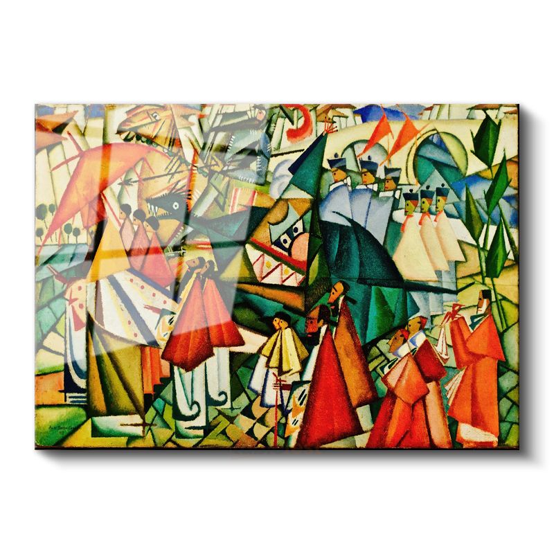 Lyubov Popova - Renkli Figürler Kompozisyonu Cam Tablo