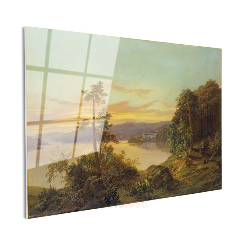 Albert Bierstadt - Göl Manzarası Cam Tablo
