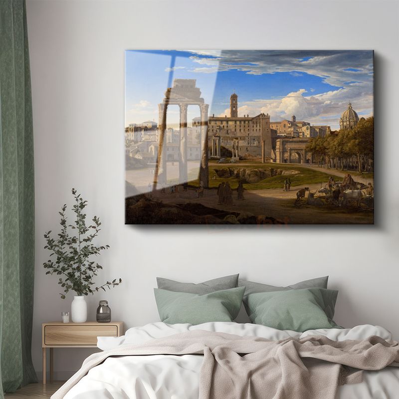Christoffer Wilhelm Eckersberg - Roma Forum Manzarası Cam Tablo