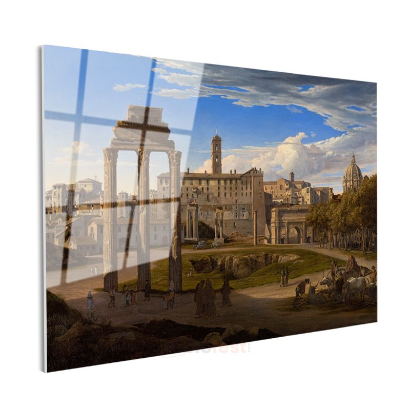 Christoffer Wilhelm Eckersberg - Roma Forum Manzarası Cam Tablo