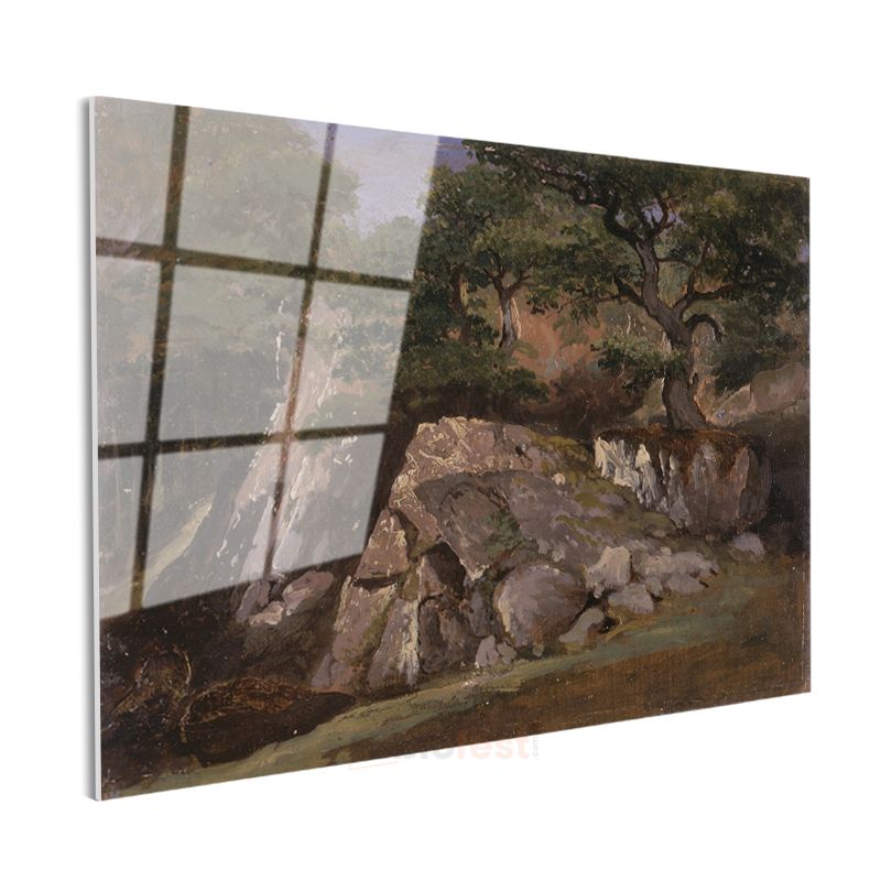 Jean-Baptiste-Camille Corot - Kayalık Manzara Cam Tablo