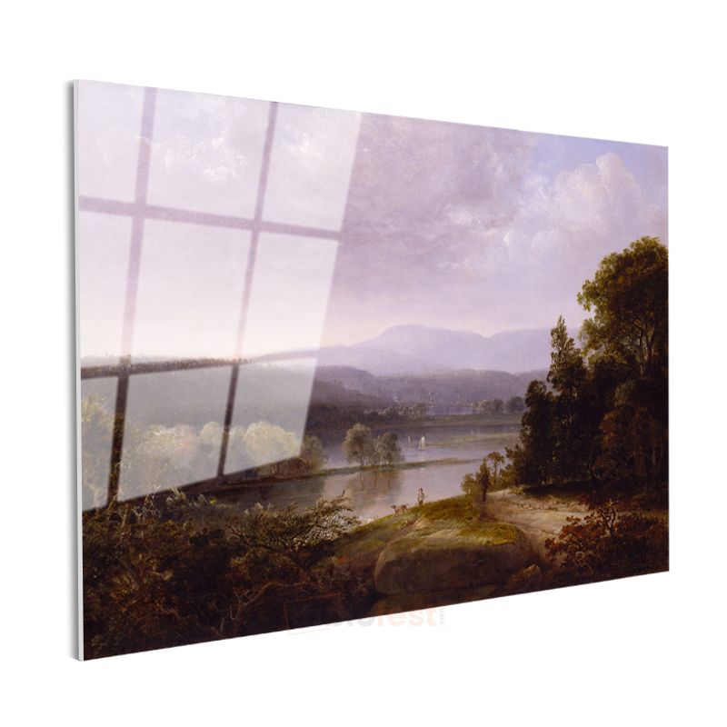 Thomas Cole - Dağ Gölü Manzarası Cam Tablo